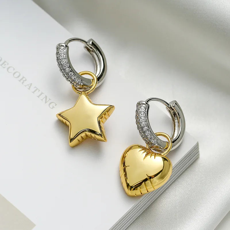 18k Gold Diamond Charm Earrings