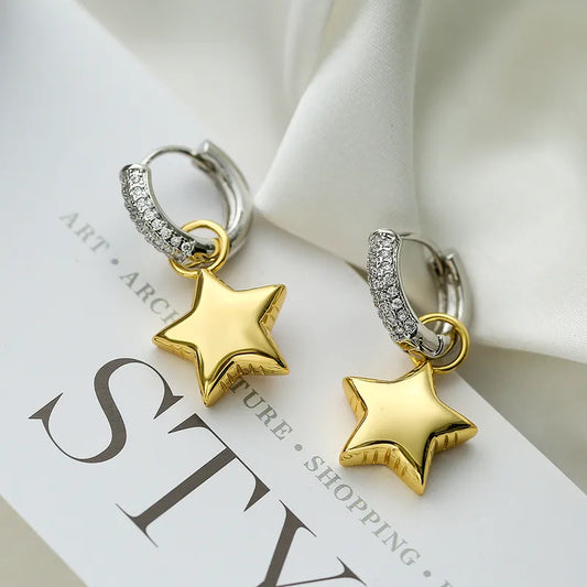 18k Gold Diamond Charm Earrings