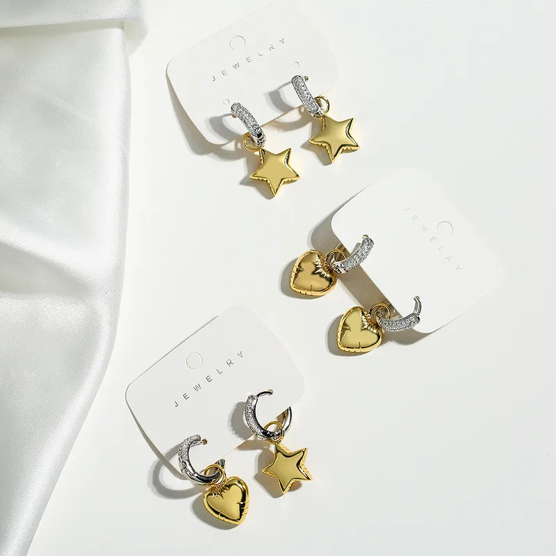 18k Gold Diamond Charm Earrings