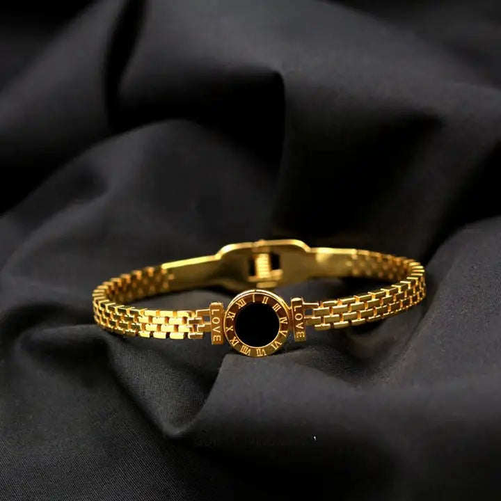 18k Gold Engraved Love Bangle