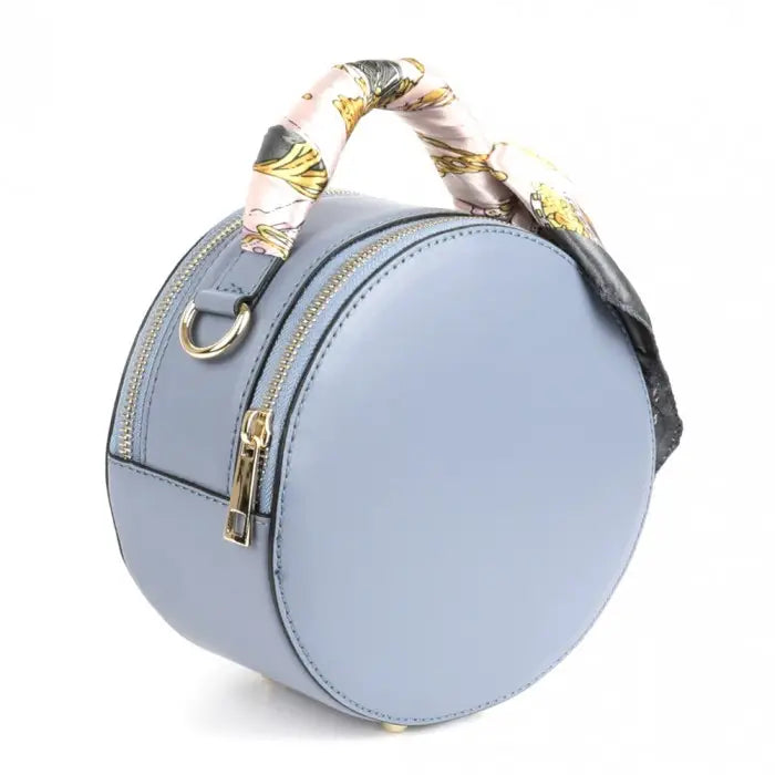 Round Genuine Leather Crossbody Handbag