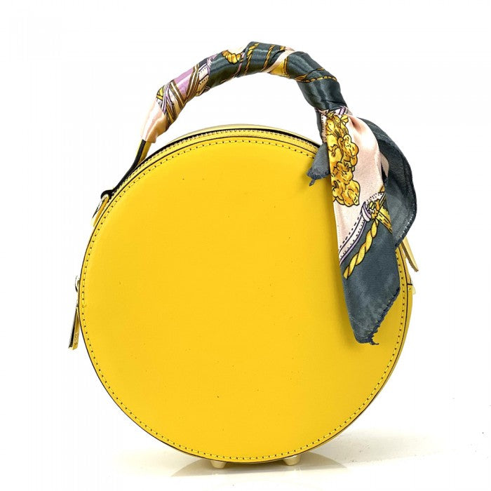 Round Genuine Leather Crossbody Handbag