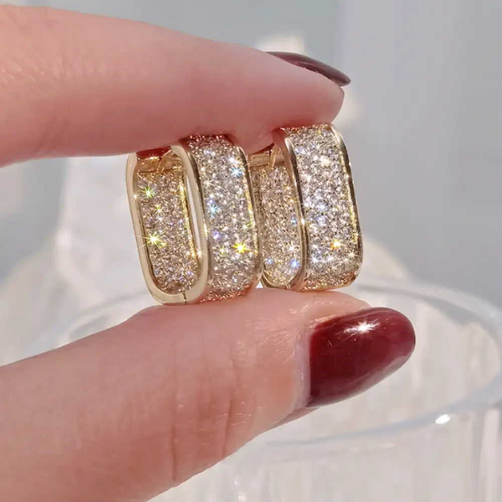 Gold U Shaped Diamond Earrings