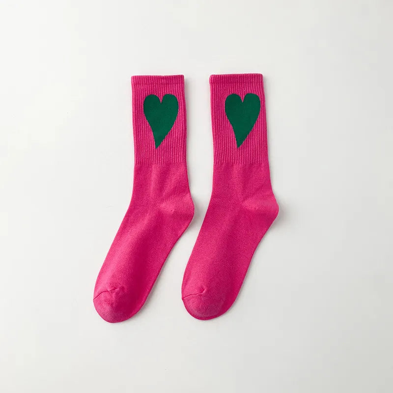 Vibrant Colorblock Heart Socks