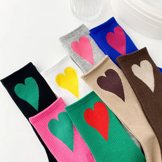 Vibrant Colorblock Heart Socks