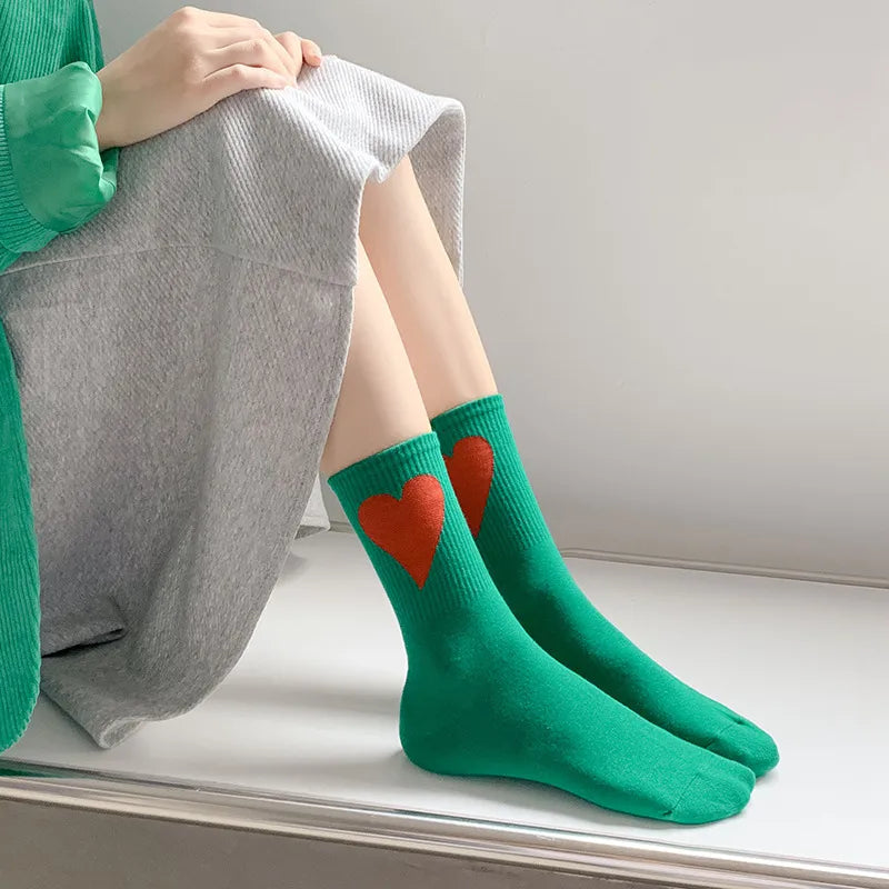 Vibrant Colorblock Heart Socks