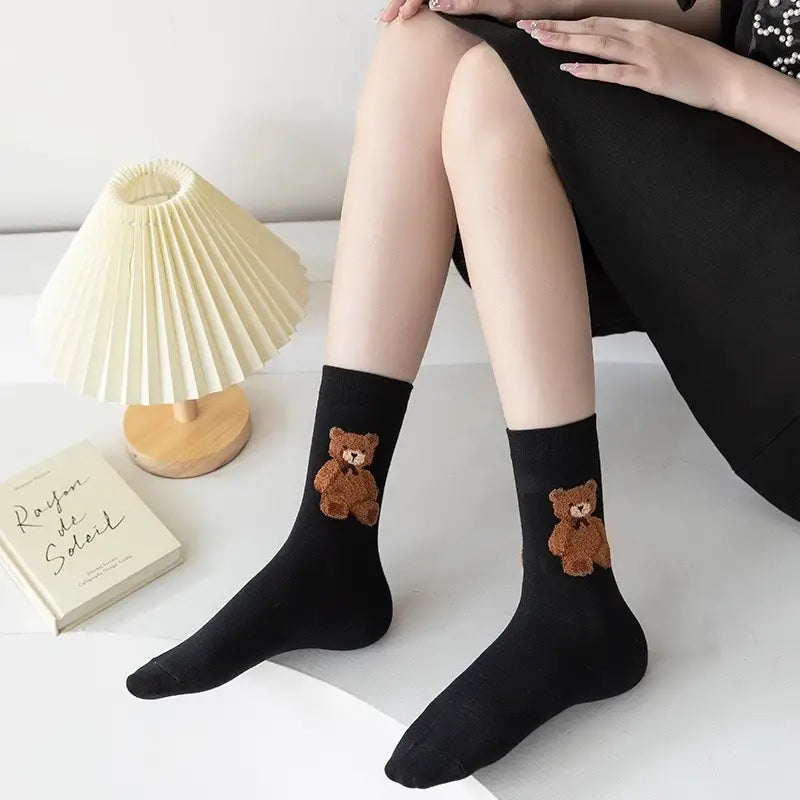 Women's Cozy Fuzzy Q Bear Socks