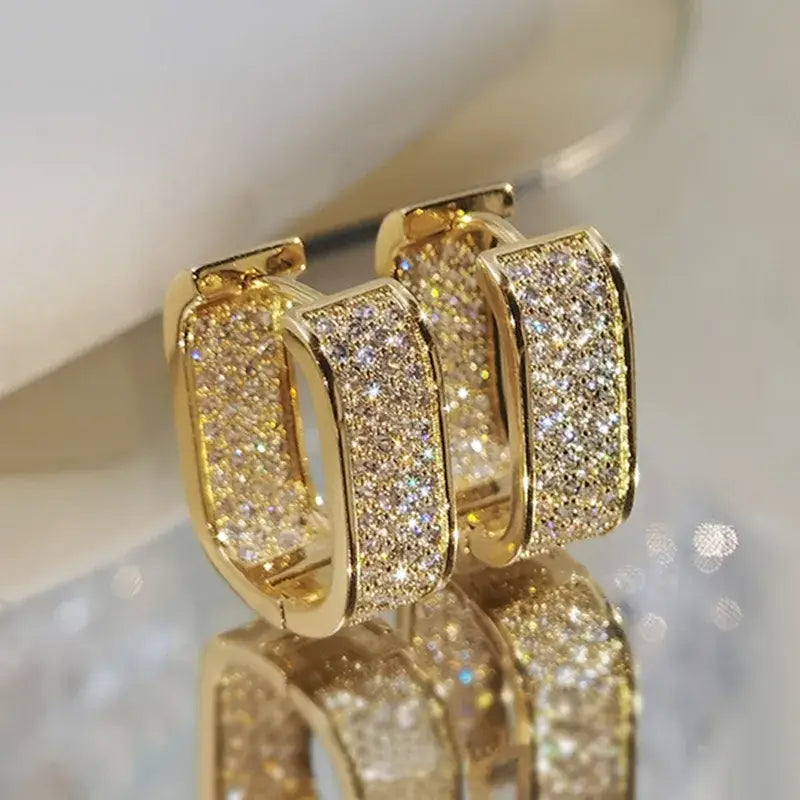 Gold U Shaped Diamond Earrings