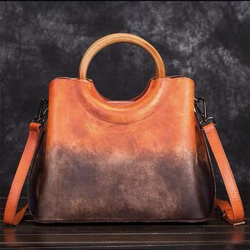 WAVE Grain Leather Shoulder Bag ~ Orange