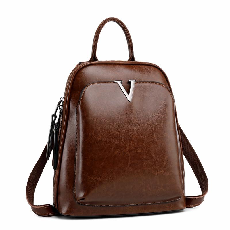 V Leather Backpack ~ Coffee