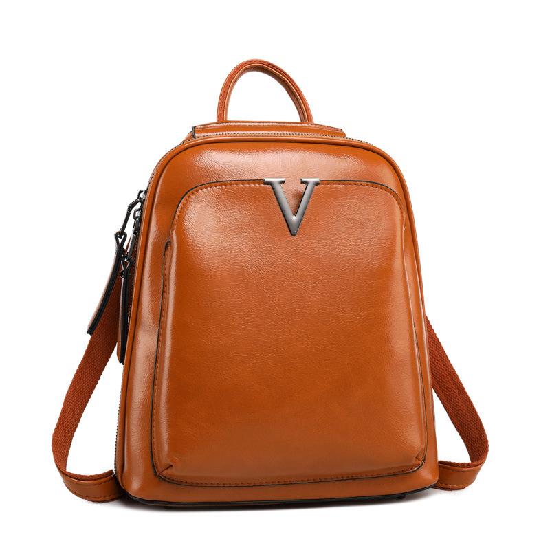 V Leather Backpack ~ Coffee